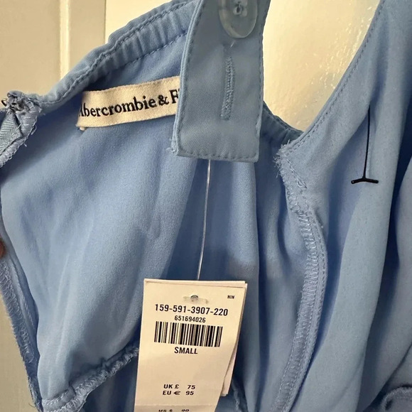 NWT Abercrombie & Fitch Blue Cinched neck Midi Dress slip dress - Picture 6 of 8